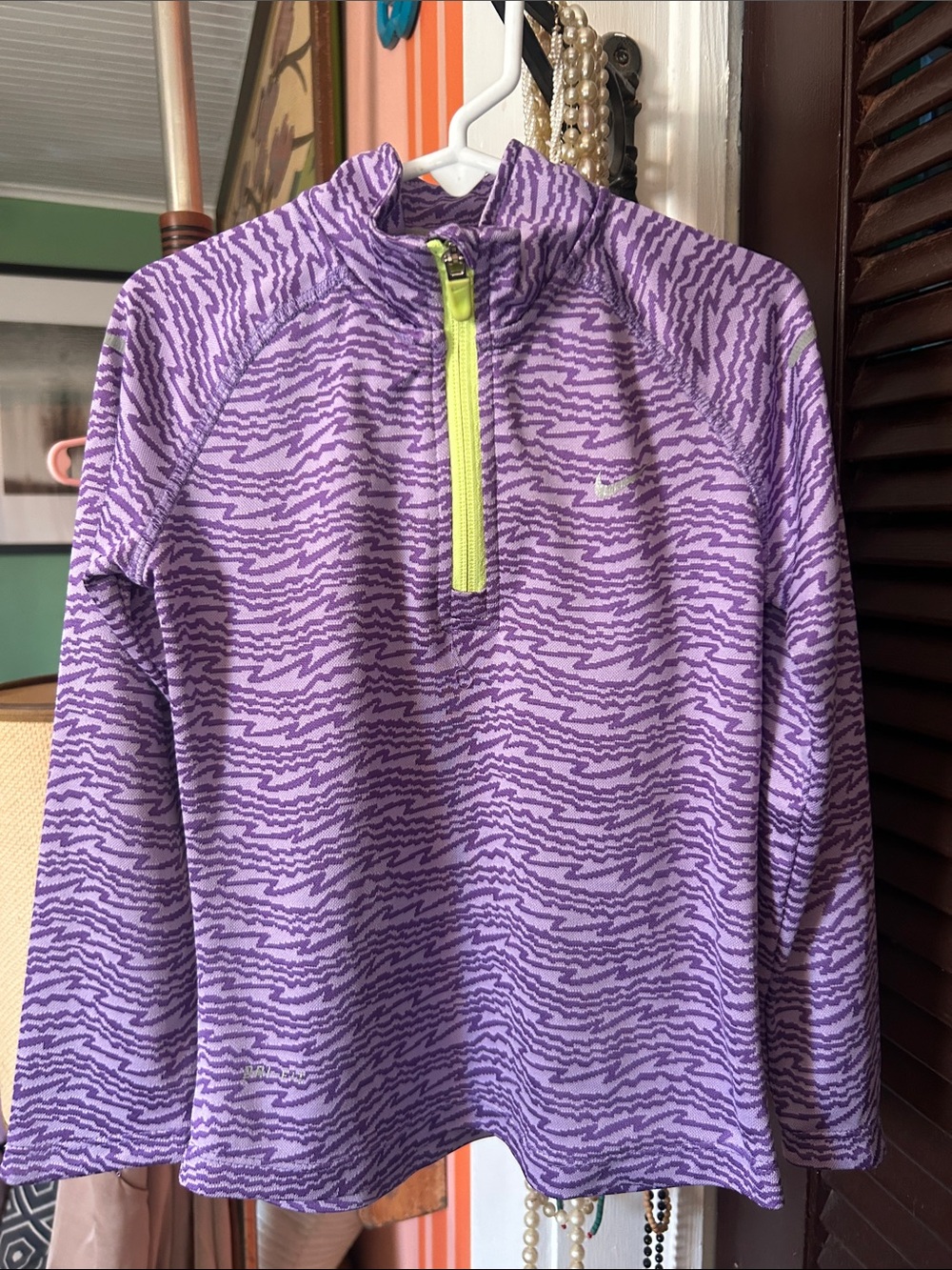 Nike Purple Long-Sleeve Quarter-Zip Top with Lime Zipper